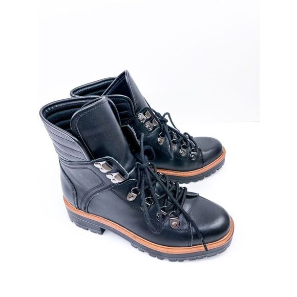 Marc Fisher Iston Combat Moto Hiker Boots Black - Picture 2 of 6
